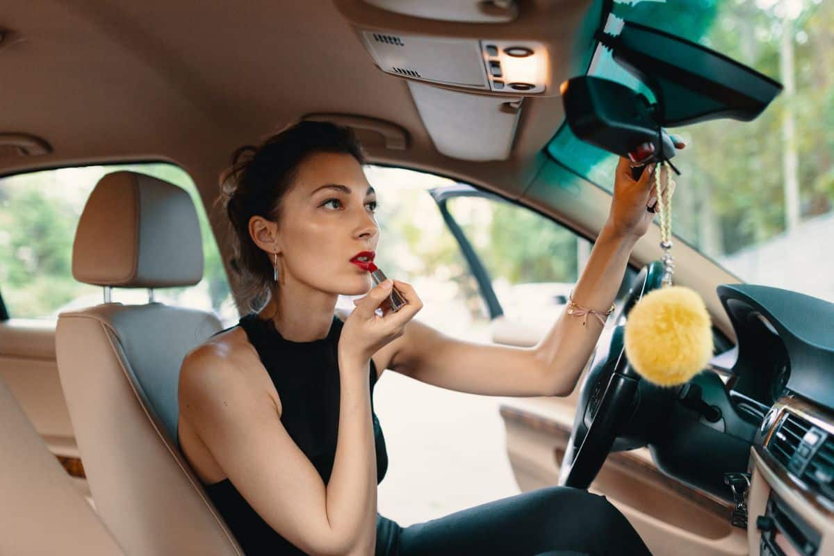 Woman distracted while driving