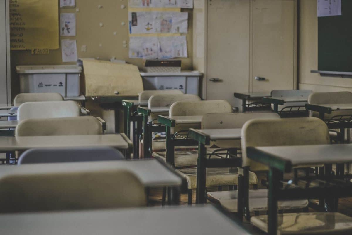 desks in classroom